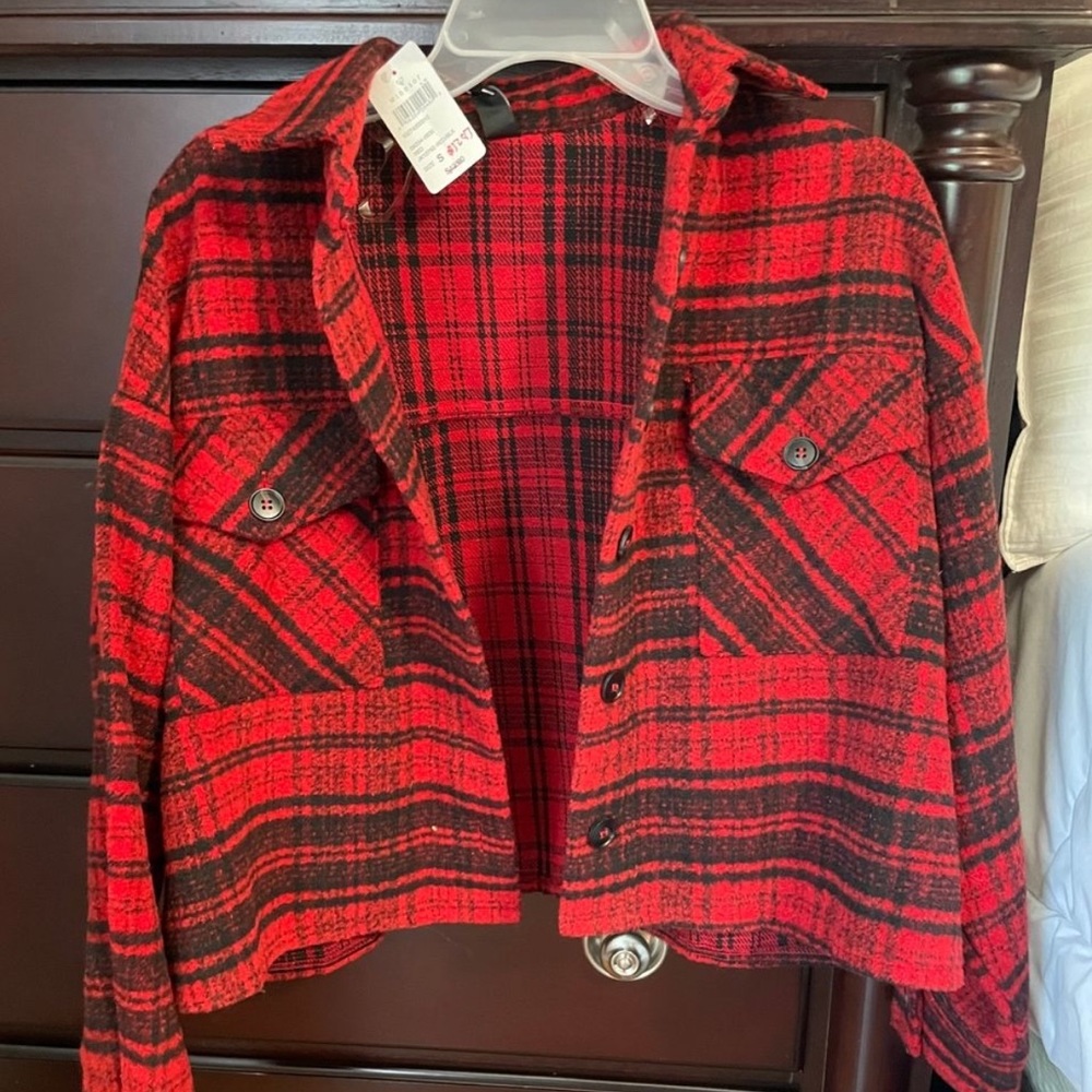 WINDSOR - Red Flannel Cardigan (NEW WITH TAGS)